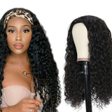 Italy Curly Glueless Headband Wig Natural Black 180% Density