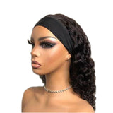 Italy Curly Glueless Headband Wig Natural Black 180% Density - AdiraExclusive