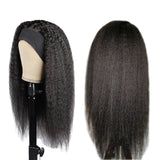 Kinky Straight Glueless Headband Wig Natural Black 180% Density - AdiraExclusive