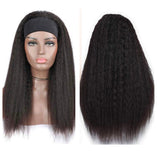 Kinky Straight Glueless Headband Wig Natural Black 180% Density - AdiraExclusive