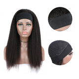 Kinky Straight Glueless Headband Wig Natural Black 180% Density - AdiraExclusive