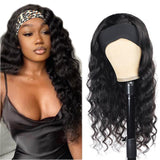 Loose Deep Wave Glueless Headband Wig Natural Black 180% Density