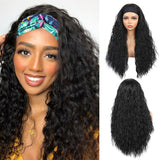 Water Wave Glueless Headband Wig Natural Black 180% Density