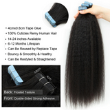 Kinky Straight Virgin Human Hair  Tape In Natural Black (20pcs/50grams) - AdiraExclusive