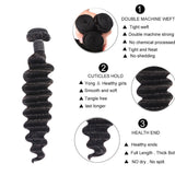 Loose Deep Curly Virgin Human Hair Natural Black Bundles (100 grams) - AdiraExclusive