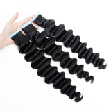 Loose Deep Wave Virgin Human Hair  Tape In Natural Black (20pcs/50grams) - AdiraExclusive