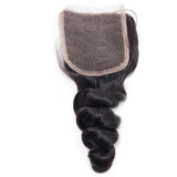 3 Bundle Deals With 4*4 Transparent  Closure Loose Wave Virgin Human Hair Natural Black - AdiraExclusive