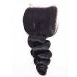 3 Bundle Deals With 4*4 Transparent  Closure Loose Wave Virgin Human Hair Natural Black - AdiraExclusive