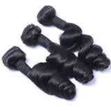 3 Bundle Deals With 4*4 Transparent  Closure Loose Wave Virgin Human Hair Natural Black - AdiraExclusive