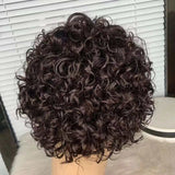 Bob Style Curly Pixie Cut Human Hair Lace Wig  Natural Black #1B - AdiraExclusive