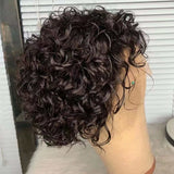 Bob Style Curly Pixie Cut Human Hair Lace Wig  Natural Black #1B - AdiraExclusive