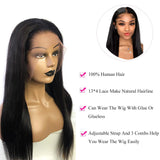 Straight 13x4  Transparent Frontal Lace Wig Natural Black 180% Density - AdiraExclusive