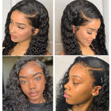 180% Density Deep Wave 4x4 Transparent Closure Lace Wig Natural Black - AdiraExclusive