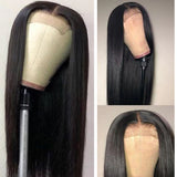 180% Density Straight 4x4  Transparent Closure Lace Wig Natural Black - AdiraExclusive