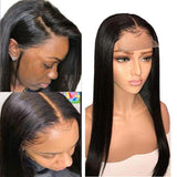 180% Density Straight 4x4  Transparent Closure Lace Wig Natural Black - AdiraExclusive