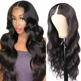 Body Wave #1B Natural Black V Part Wigs 100% Virgin Human Hair 180% Density