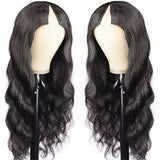 Body Wave #1B Natural Black V Part Wigs 100% Virgin Human Hair 180% Density - AdiraExclusive