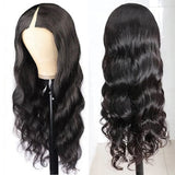 Body Wave #1B Natural Black V Part Wigs 100% Virgin Human Hair 180% Density - AdiraExclusive